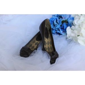 Brown Leather Heels with Bow